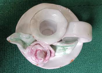 Porcelanowy świecznik a'la Capo Di Monte lub Alka Kunst
