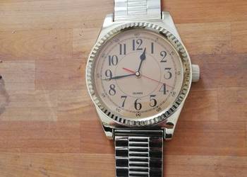 Duży zegar ścienny w formie zegarka naręcznego – Quartz retro vintage