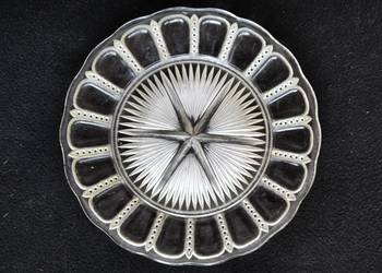 Duży szklany talerz rżnięty patera Ząbkowice PRL Duży szklany talerz rżnięty patera Ząbkowice PRL