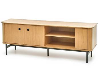 SMART szafka RTV SM01 dąb naturalny/metal czarny