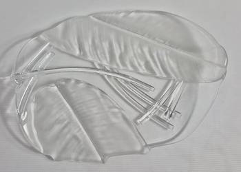 Elegancka Szklana Patera - Motyw Liści - 40 cm