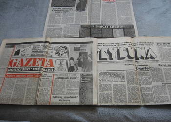 Stare gazety Trybuna i Gazeta pomorska z 1991r- dobry stan- historia