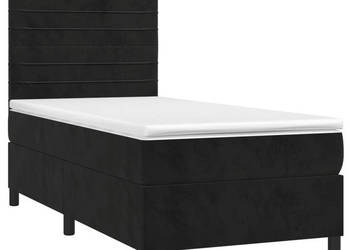Łóżko z Materacem Kontynentalne Czarne Aksamit LED 100x200cm WM-3136169