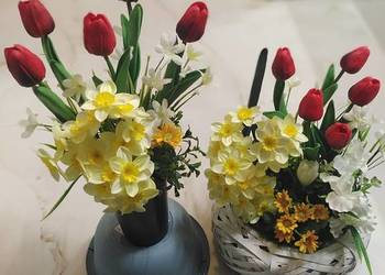 Wiązanka wiosenna  z bukietem na cmentarz