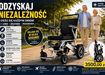 Elektryczny wózek, lekki i składany. Możliwość wynajęcia.