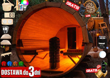 SAUNA Ogrodowa 400cm + OKNO 100% + PRZEDSIONEK + GRATIS Beczka 500L +Akces