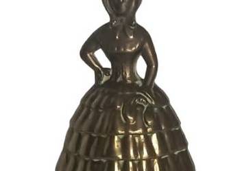 Mosiężny dzwonek w kształcie damy, figurka retro vintage