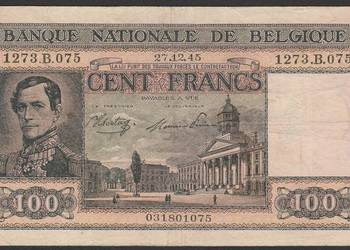 BELGIA 100 FRANKÓW 1945 - KRÓL LEOPOLD I