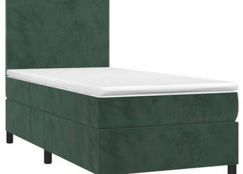 Łóżko kontynentalne z materacem i LED zielony aksamit 80x200 cm WM-3135972