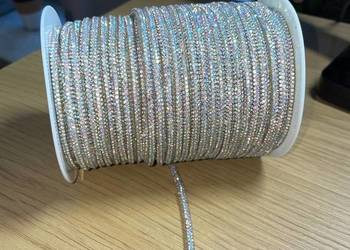 Sznur cyrkoniowy AB, sznur z kryształkami, sznurek kryształkowy, srebrny 4