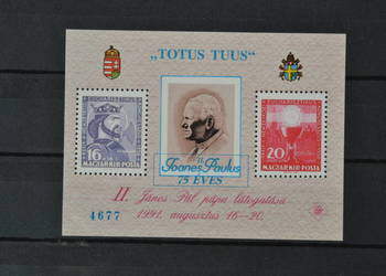 Znaczki. Papież Jan Paweł II Węgry ** Bloki nadrukowe