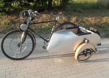 Rower z silnikiem Rex FM34 i wózkiem bocznym zabytkowy