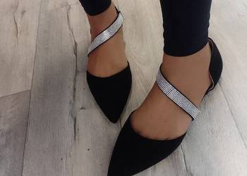 (43) Czarne, bogato zdobione baleriny wieczorowe, NOWE