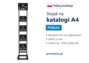 Czarny stojak reklamowy na foldery i katalogi A4