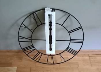 Zegar ścienny metalowy rzymski czarny retro 80 cm