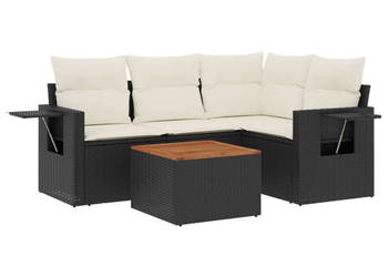5-cz. zestaw wypoczynkowy do ogrodu poduszki czarny rattan PE WM-3256875
