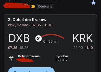 2 Bilety lotnicze Dubaj (DXB) - Kraków (KRK)