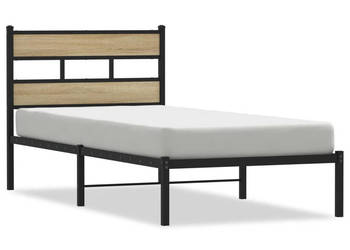 Łóżko Czarne Metalowe Rama Łóżka Metalowa Ze Stelażem 90x190 cm WM-4017094