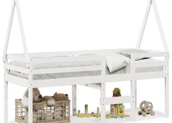 Wysokie łóżko z dachem białe lite drewno sosnowe 80x200 cm WM-3282096