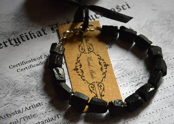 Turmalin naturalny czarny Bransoletka rękodzieło