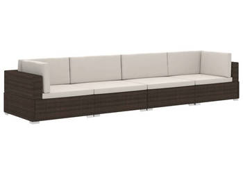 4-częściowa sofa do ogrodu z poduszkami polirattan brązowa WM-47269