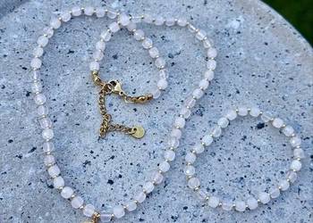 Naszyjnik + bransoletka kamienie kwarc różowy kamień miłości  + zawieszka Naszyjnik + bransoletka kamienie kwarc różowy kamień miłości  + zawieszka