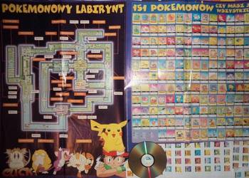 Pokemony plakat 151 Pokemonów +NAKLEJKI ,Pokemonowy labirynt