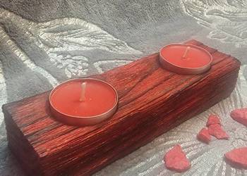 Świecznik Shou Sugi Ban drewno świerkowe czerwony, Franca No. 41