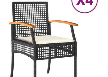 vidaXL Krzesła ogrodowe, 4 szt., poduszki, czarne(SKU:366251)