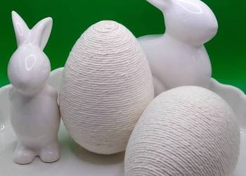Jajko Egg Jajo styropianowe 12 cm sznurek ecru handmade