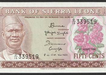 SIERRA LEONE 50 CENT 1984 - STAN BANKOWY UNC
