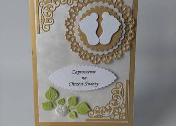 ZAPROSZENIA CHRZEST STOPKI W SERWETCE C6 ZŁOTO