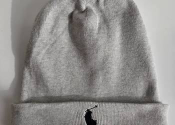 Beżowa melanż czapka zimowa 100% bawełna Polo Ralph Lauren