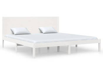 Łóżko bez materaca białe lite drewno sosnowe 200x200 cm WM-3104174