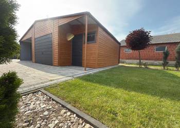 Garaż Blaszany 8x6 złoty dąb profil poziom producent 6x6 7x6 7x7 4x5 3x5