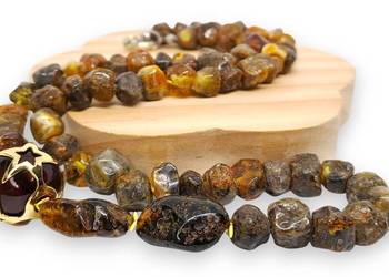 Korale z bursztynu, BURSZTYN bałtycki ciosanka bryłki kula #982