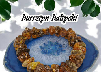 Bransoletka bursztyn bałtycki sieczka z inkluzjami roślinnymi #330