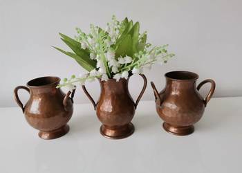 Stary miedziany wazon 3 sztuki