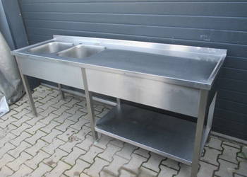 ZLEW GASTRONOMICZNY 2 KOMOROWY Z PÓŁKĄ 200/60/85