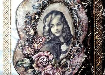 Duży obrazek w stylu Vintage decoupage handmade dekoracja pr