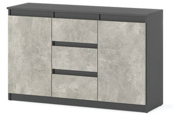 Komoda Wysoka Z 3 Szufladami Nowoczesna Agnes Do Salonu 120cm Szary Beton