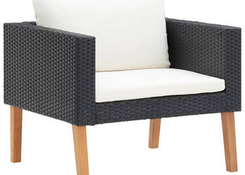 Pojedyncza sofa ogrodowa z poduszkami rattan PE czarny WM-310220