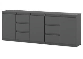 Komoda 6 Szuflad Pojemna Szafka Salon Sypialnia Best Agnes 200cm Szara Mat