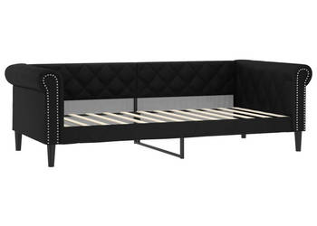 Sofa z funkcją spania czarna obita sztuczną skórą 100x200 cm WM-354230