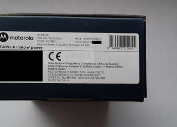 Nowa Smartfon Motorola E7 Power 4/64GB XT-2097-6 niebieski NOWY