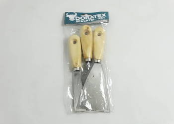 Zestaw Szpachelek Malarskich DORATEX – 3 sztuki, Drewniane Rączki