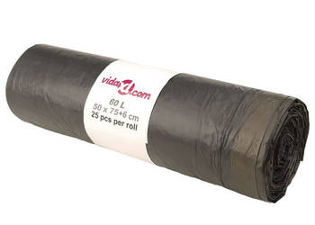 Worki na śmieci ściągane taśmą 250 szt. czarne 60 L WM-155343