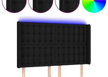Zagłówek do łóżka z LED czarny 147x16x118/128 cm tkanina WM-3124482