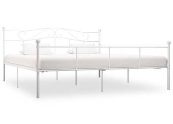 Łóżko Metalowe Białe Rama Łóżka Ze Stelażem Biała 180 x 200 cm WM-284521