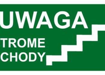 Naklejka BHP napis uwaga strome schody AC024